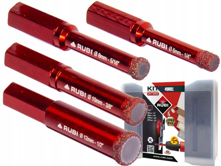 RUBI ZESTAW WIERTEŁ DIAMENTOWYCH 6-12mm DO GRESU Kod producenta 05939