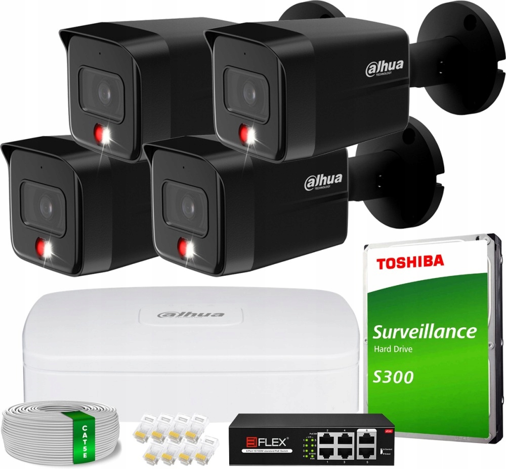 Sada na monitorovanie domu Ip kamera 4x IPC-HFW1639TC-A-IL-0280B-S6 Black