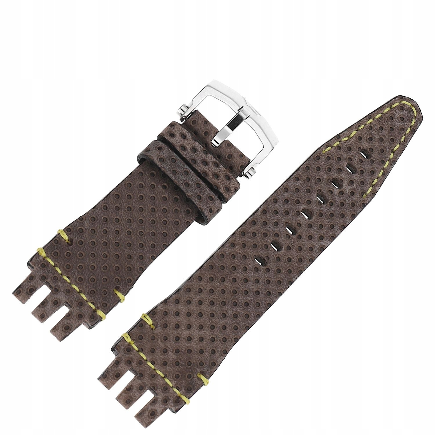 Pásek Energia 3 Kůže (A539) hnědý s žlutým p. děrovaným lesklým k