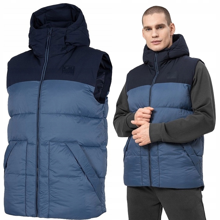 

4F Kamizelka Męska Bęzrękawnik Puchowy Kaptur r.XL