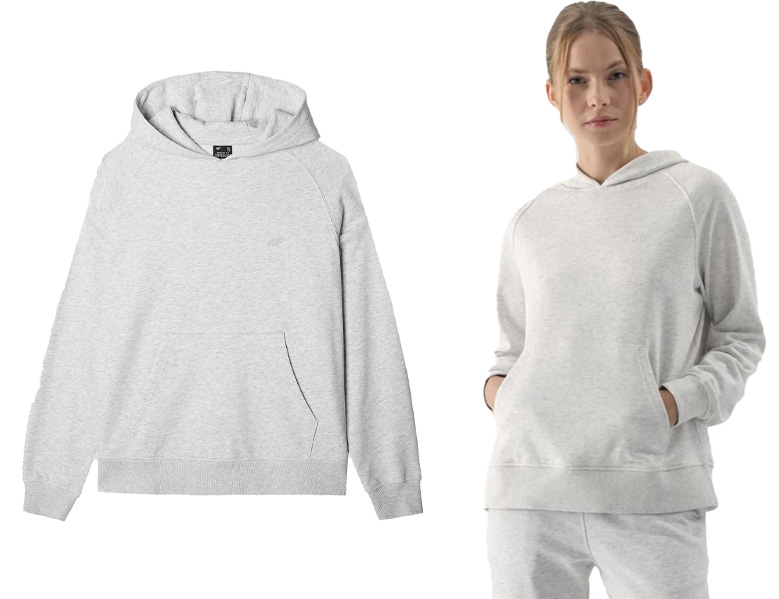 Tepláková mikina z bavlny 4F F1468 s kapucí, nerozepínací, velikost S