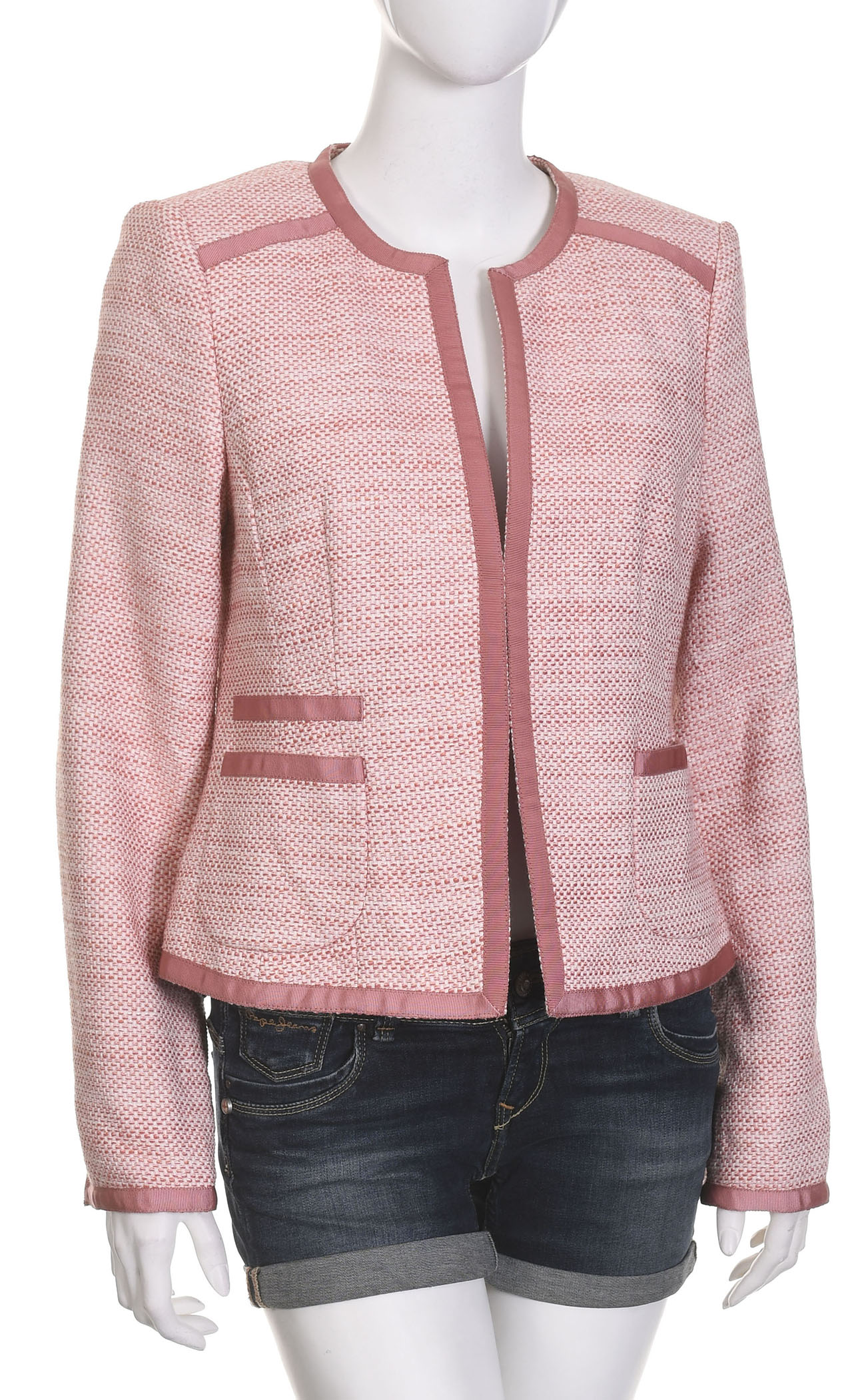 BONITA różowy żakiet pudełkowy chanelka marynarka blezer kurtka 38 40