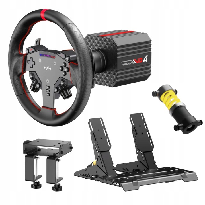 Zestaw do SimRacing PXN VD4 kierownica pedały baza uchwyt do PC wyścigów