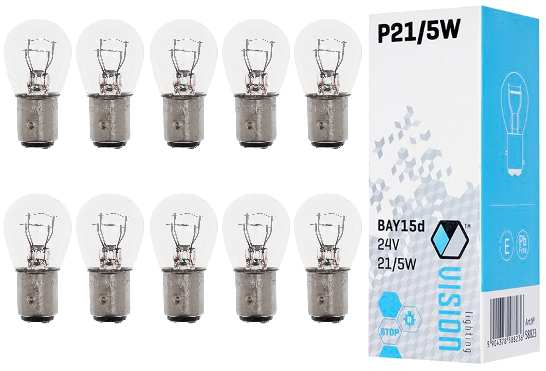 Żarówka P21/5W 24V 21/5W BAY15d E4 Vision Ciężarówka Tir 10szt