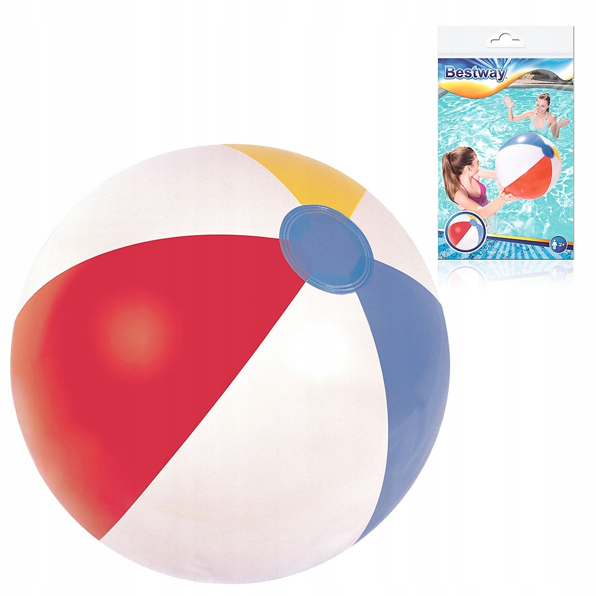 Dmuchana Piłka Plażowa Ogrodowa W Paski Duża Bestway 51CM 31021 Wytrzymała