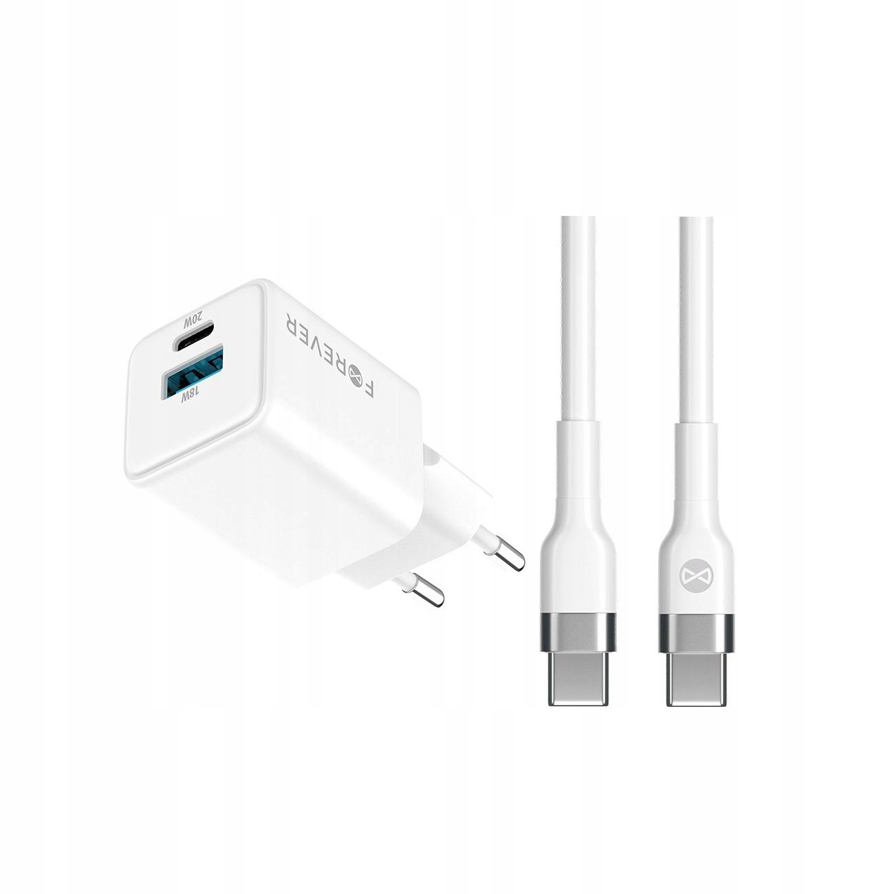 Szybka ładowarka GaN 20W 2 wejścia Usb i Usb-c z kablem do Samsung A71 5G