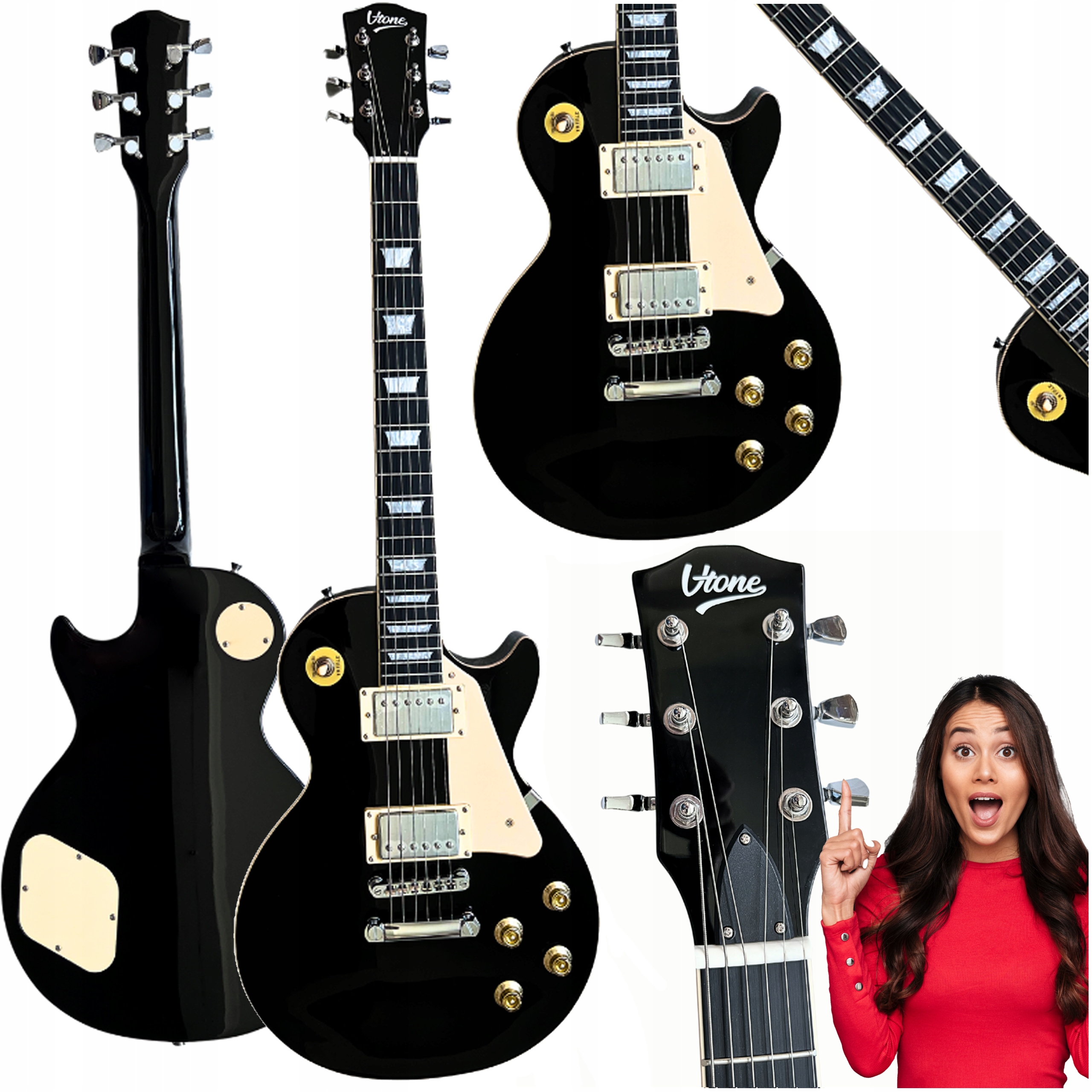 Elektrická Kytara Pro Výuku Les Paul 39" Profesionální Pravák 6 Strun
