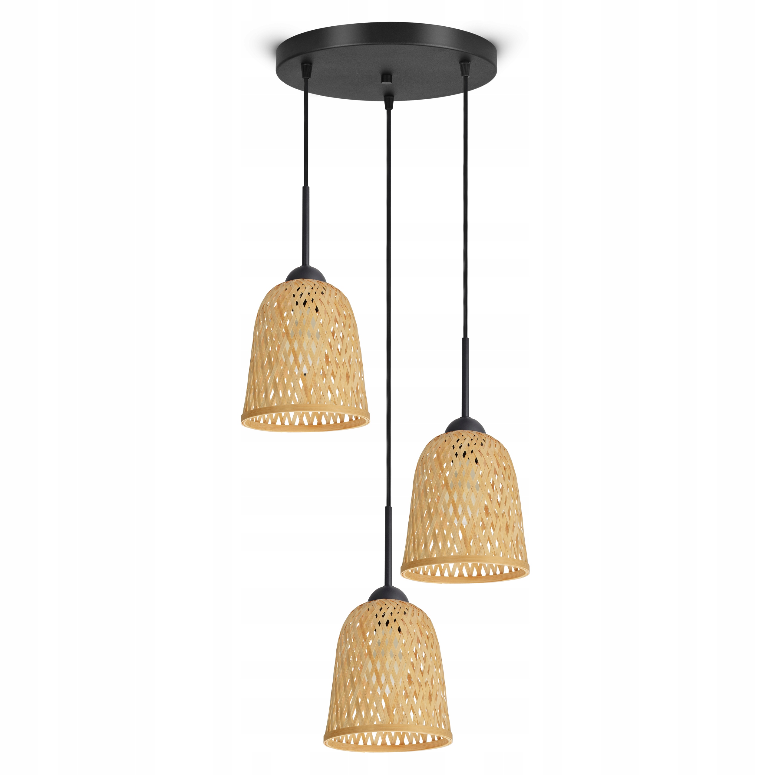 Závesná stropná lampa Bambusová pletená Boho Prírodná 582-EZ3 Led čierna