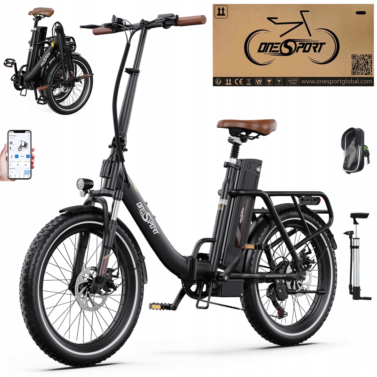 2026 Nowy Składany Rower elektryczny Onesport OT16-2 250W 48V17Ah120km 20"