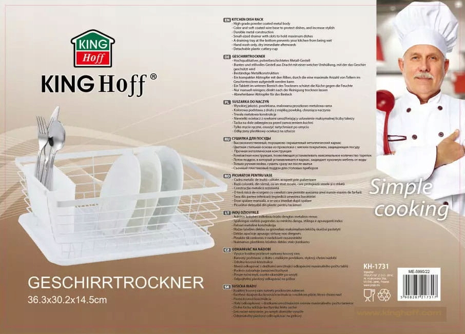 SUSZARKA DO NACZYŃ 36x30x14,5cm KINGHOFF KH-1731 Materiał wykonania metal