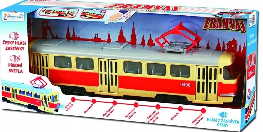 

Czeski Tramwaj 28cm Retro Tramwaj Dźwięki Światło