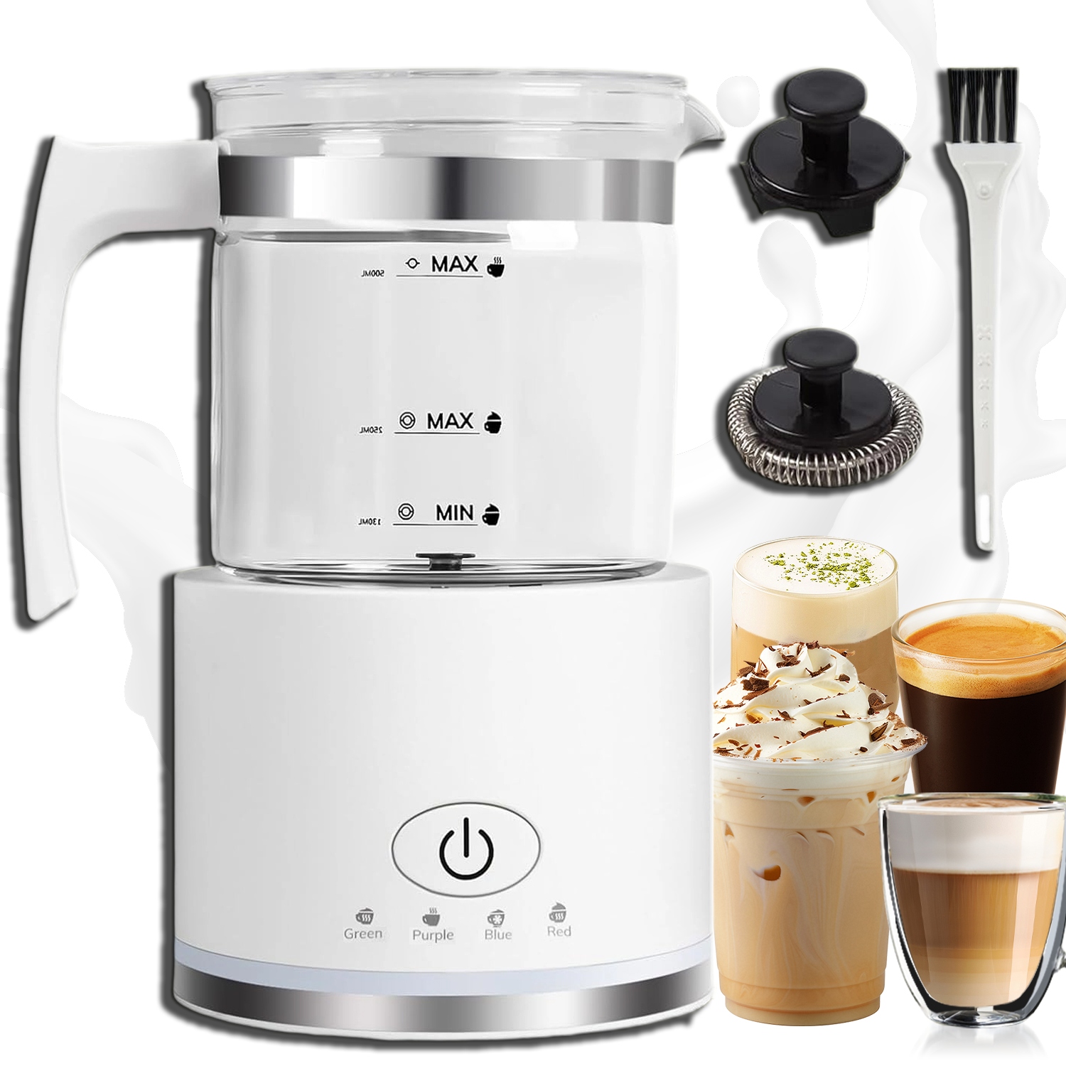 Elektrický Napěňovač Mléka Na Ohřev Latte Cappuccino Bílý 500ML600W