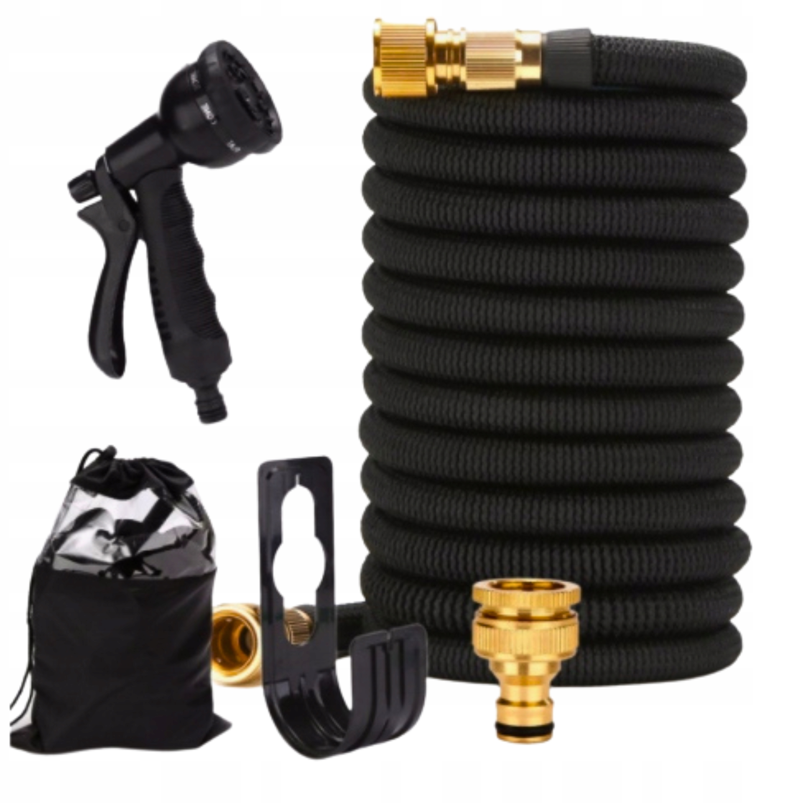 Rozťahovacia záhradná hadica Elastická Pištoľ Spojky Držiak Silný 8v1 30 m