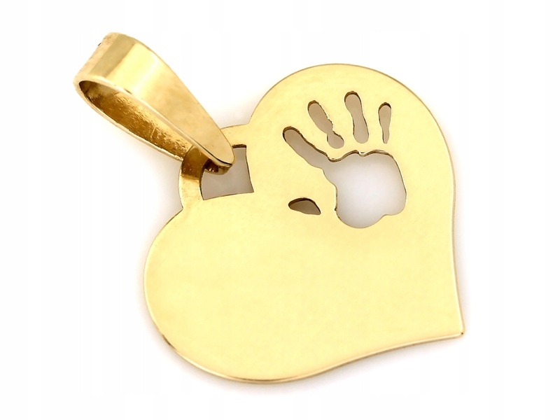 Zlatý přívěsek 585 srdce s otiskem ruky 0.68 g pro ženu na Valentýna