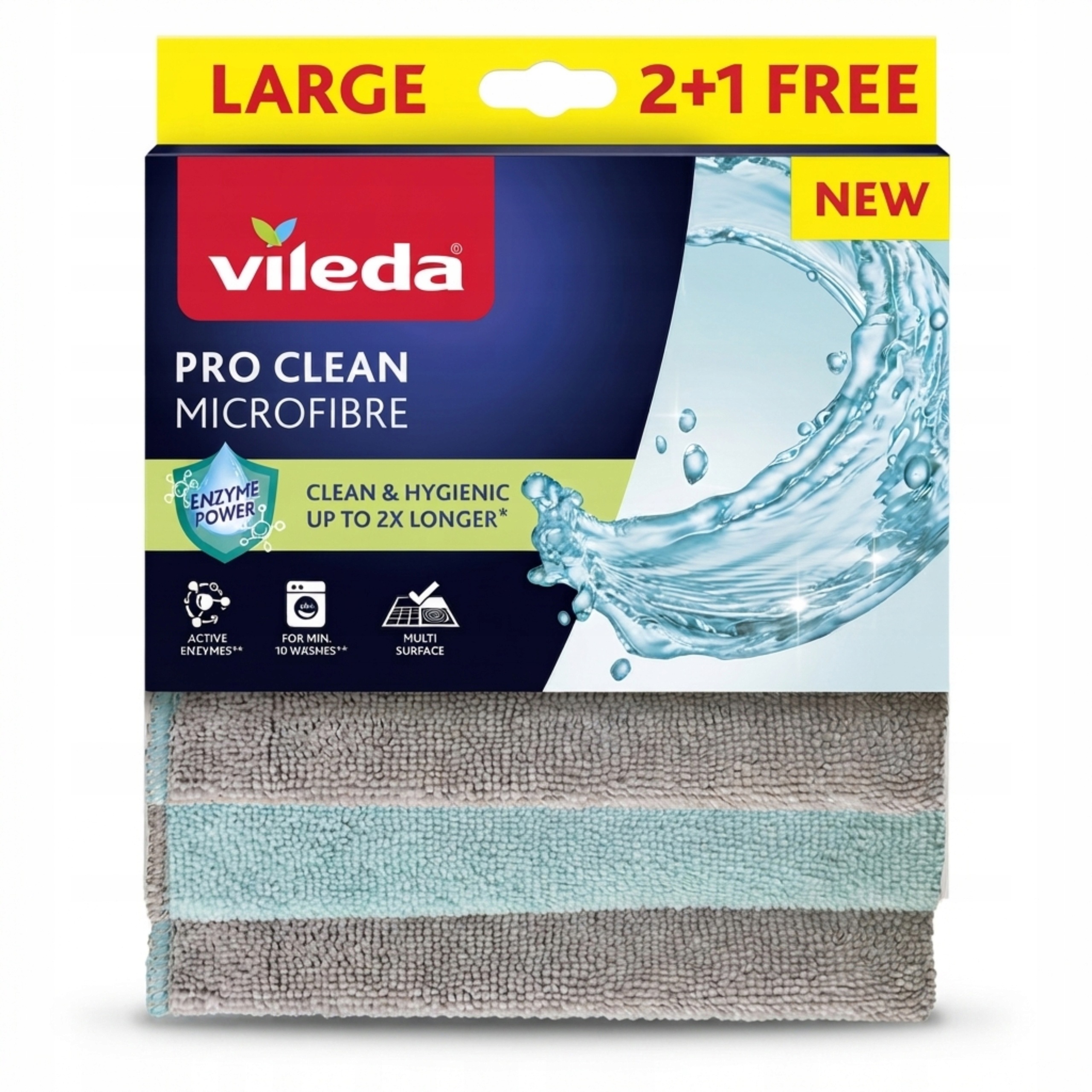 Ściereczka z mikrofibry Vileda Pro Clean z enzymami 2+1 34x30 cm