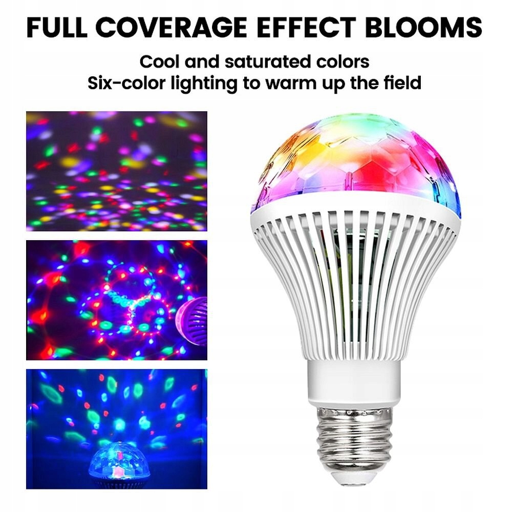 Żarówka LED Mini Party disco obrotowa 360° dyskoteka światło E27 3W Kąt świecenia 180°