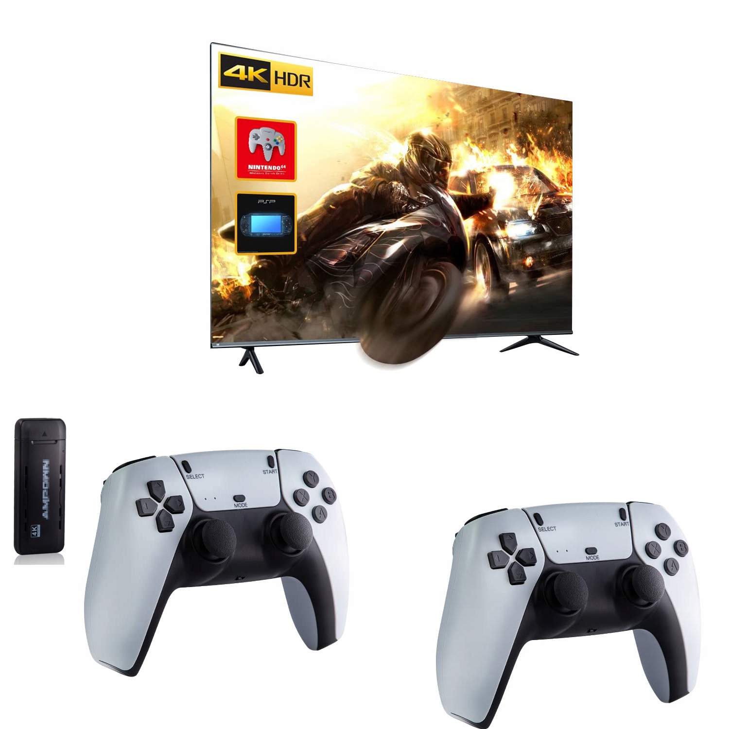 Konsola Retro Gra Telewizyjna Emulator 2 Pady Karta 64GB 20000 Gier