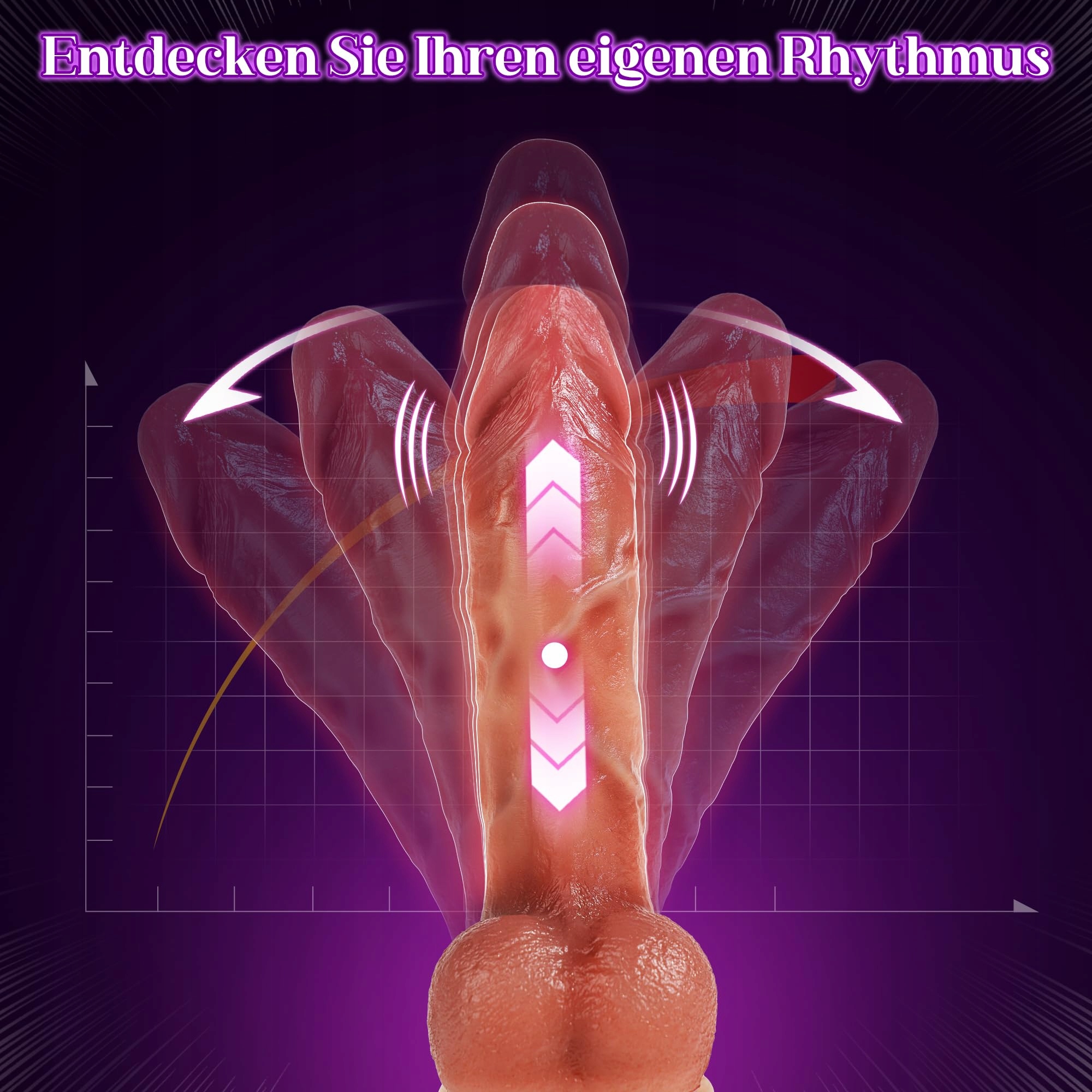 KI INTERAKTYWNY WIBRATOR DLA KOBIET Z FUNKCJĄ PCHNIĘĆ SILIKONOWY XXL 22CM — miniatura 5