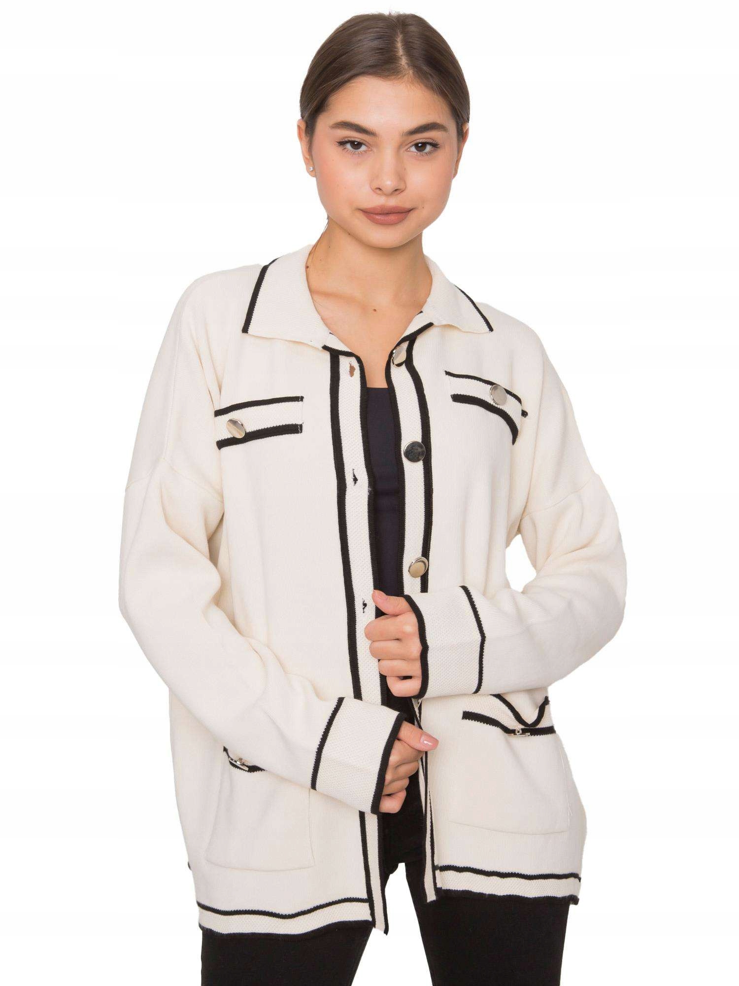 

Sweter kobiecy rozpinany oversize kieszenie