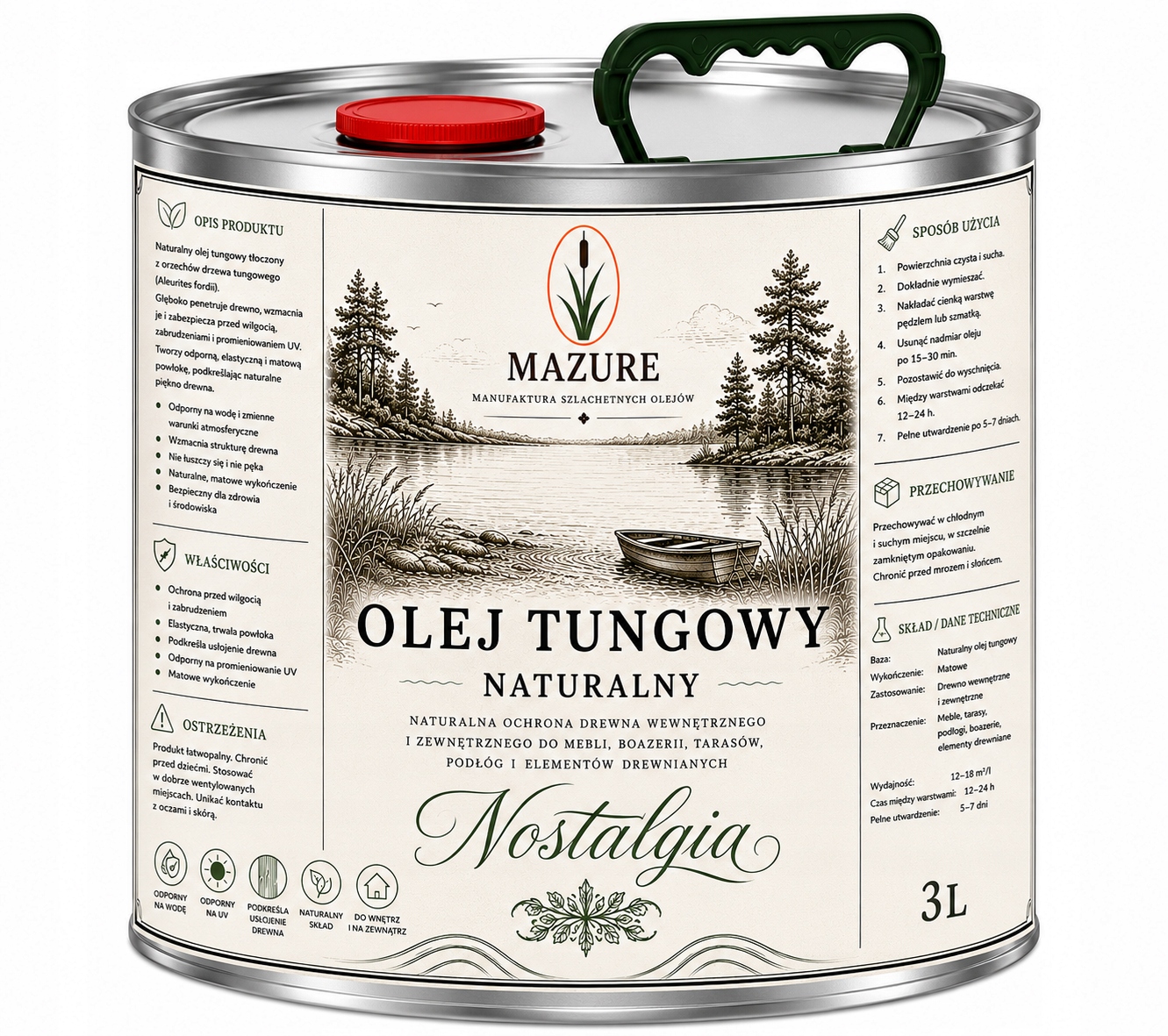 Tungový olej Mazure Nostalgia 3 L Přírodní ochrana dřeva