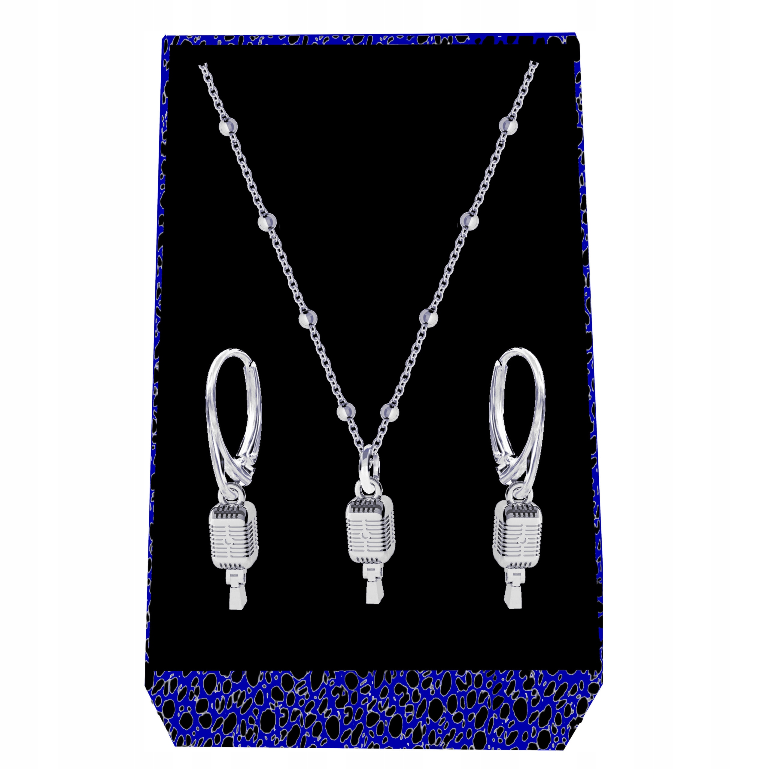 Mikrofon 3D Stříbrný kuličkový komplet šperků stříbro 925