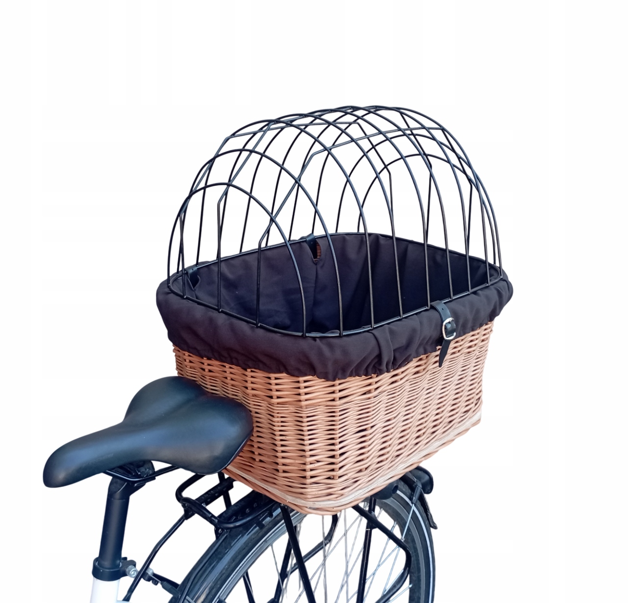 Duży kosz wiklinowy koszyk na rower Bagażnik psa +wkład +Poduszka