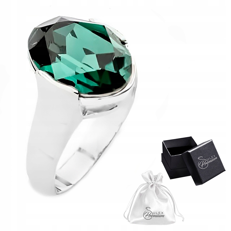 Prstýnek Stříbro 925 Elegantní prsten Zelený Křišťál Smaragd vel.