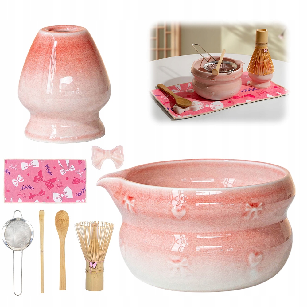 Levně Bambusový Dárková Sada Na Čaj Matchy Chashaku pink