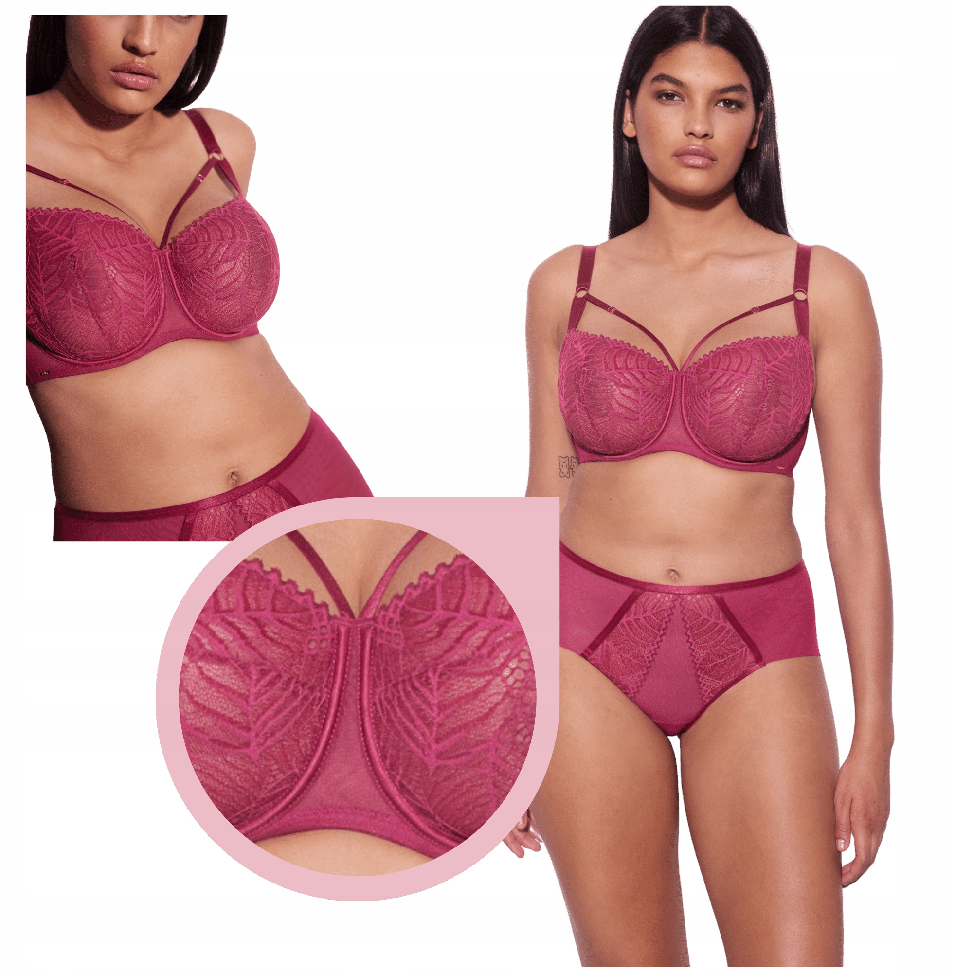 Podprsenka Alles Beverly M Fuchsia krajková měkká podprsenka s proužky 90C