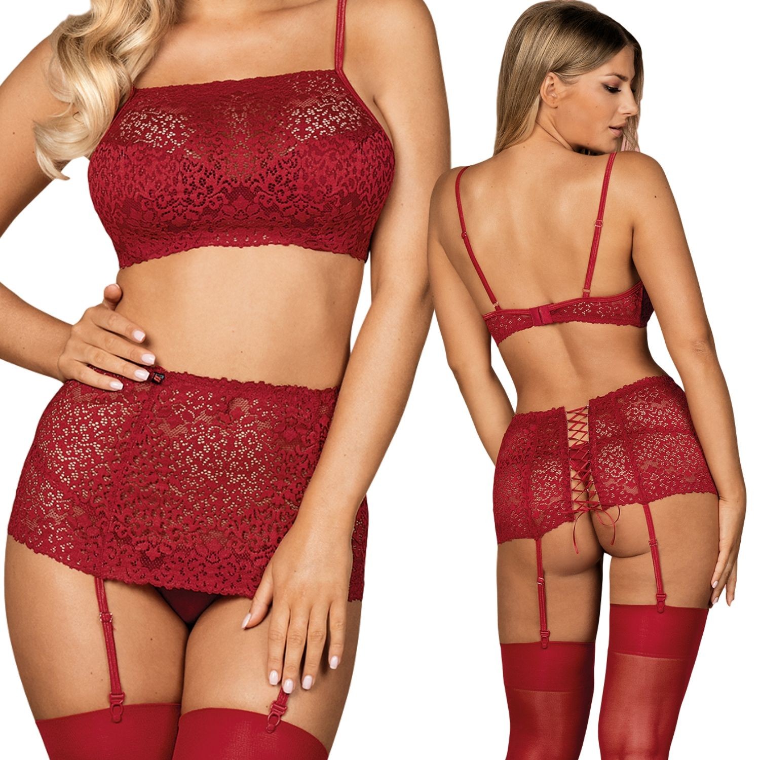 

Lividia komplet 3-częściowy czerwony S/m Obsessive