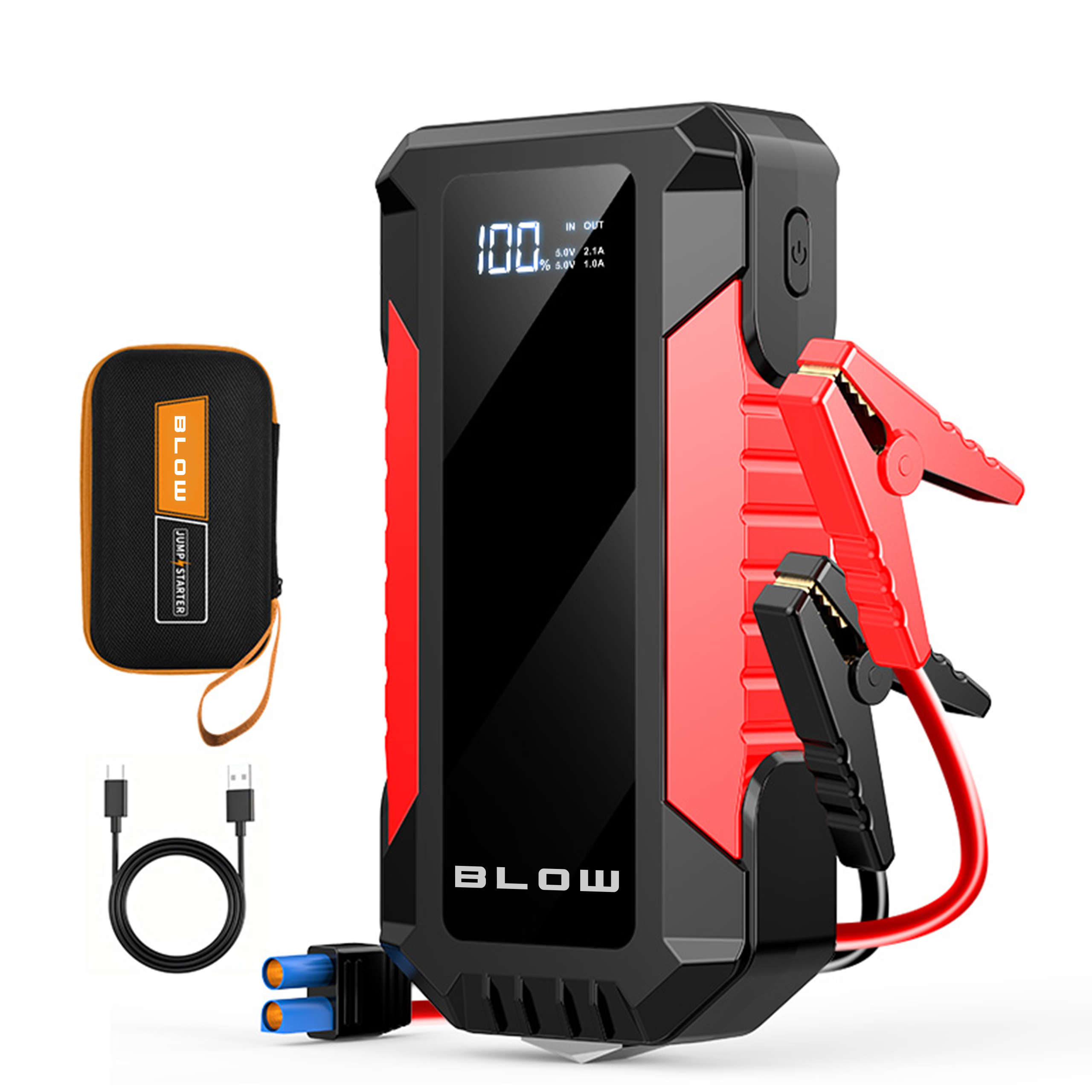 Jump Starter Rozruch Booster Powerbank Baterka Kladivo Káble Sada 12000 mAh