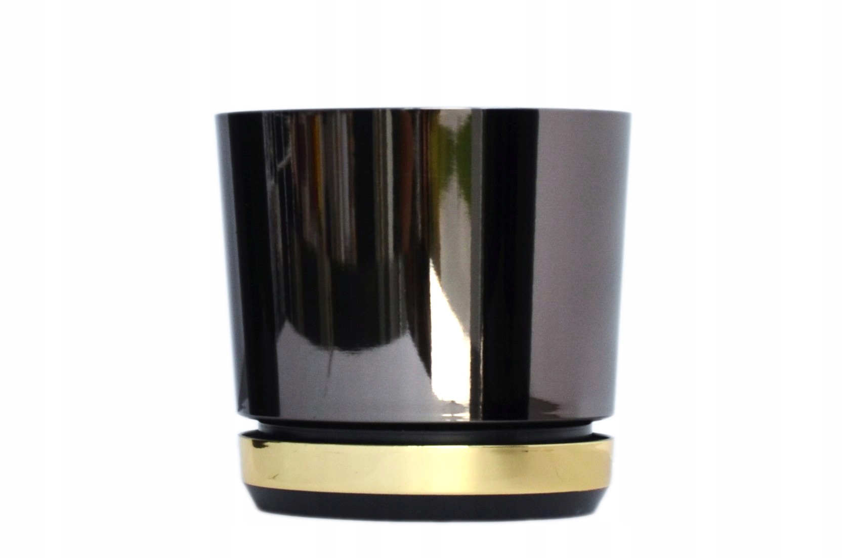 16 Doniczka dwukolorowa CZARNA z podstawką ZŁOTĄ B Marka Kerd