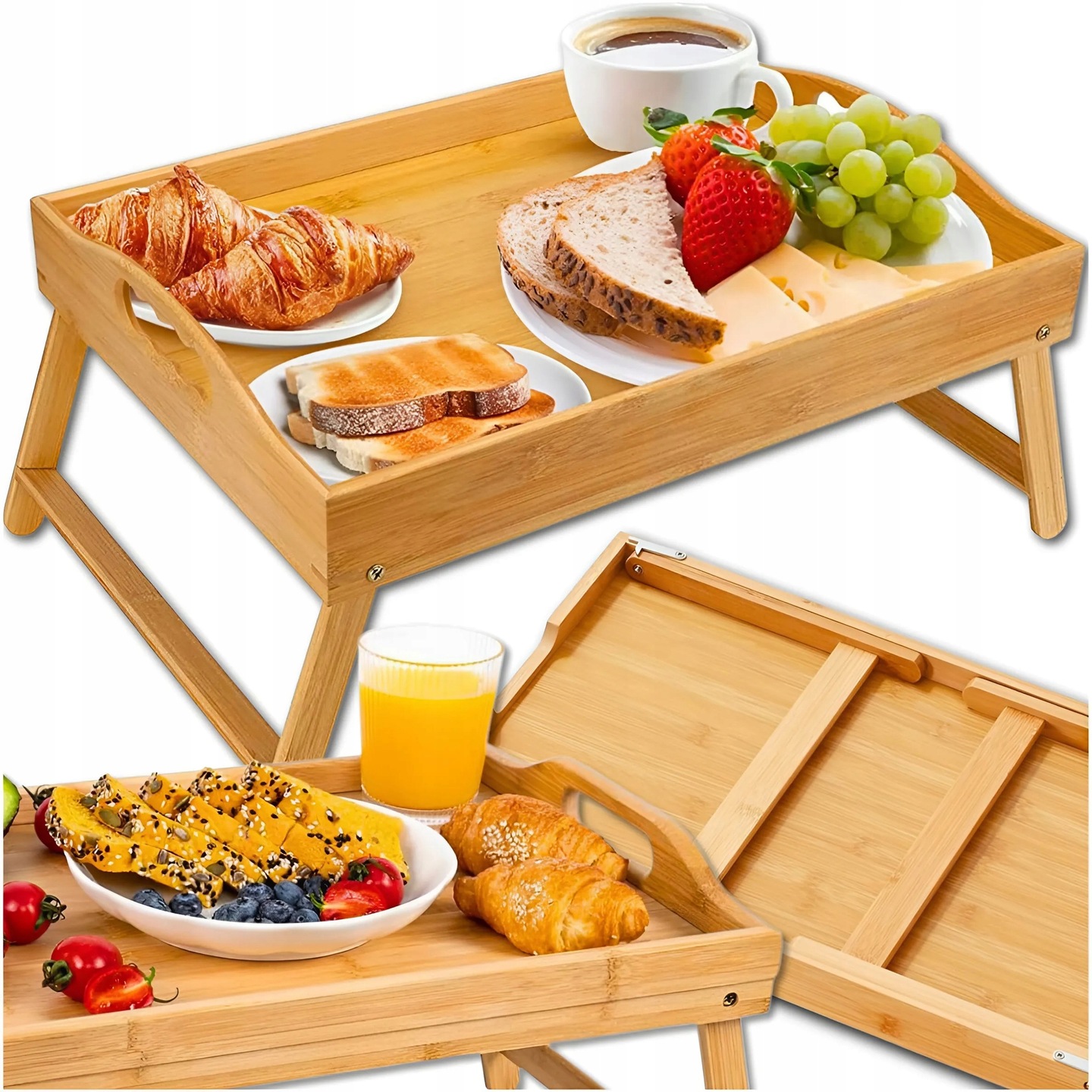 STOLIK ŚNIADANIOWY SKŁADANY POD LAPTOPA DO ŁÓŻKA TACA NA NÓŻKACH DREWNIANA Kod producenta 00025052