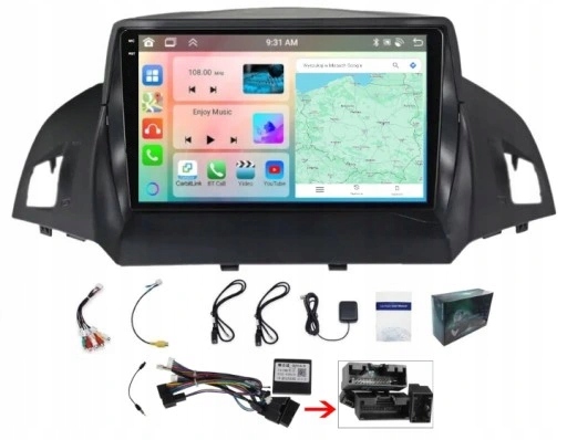 Navigační Rádio Carplay Ford Cmax Kuga 2012-19 Wifi Android 4GB 64GB