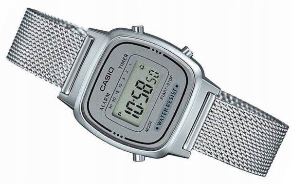 

Srebrny Zegarek Damski Casio Retro LA670WEM Mesh