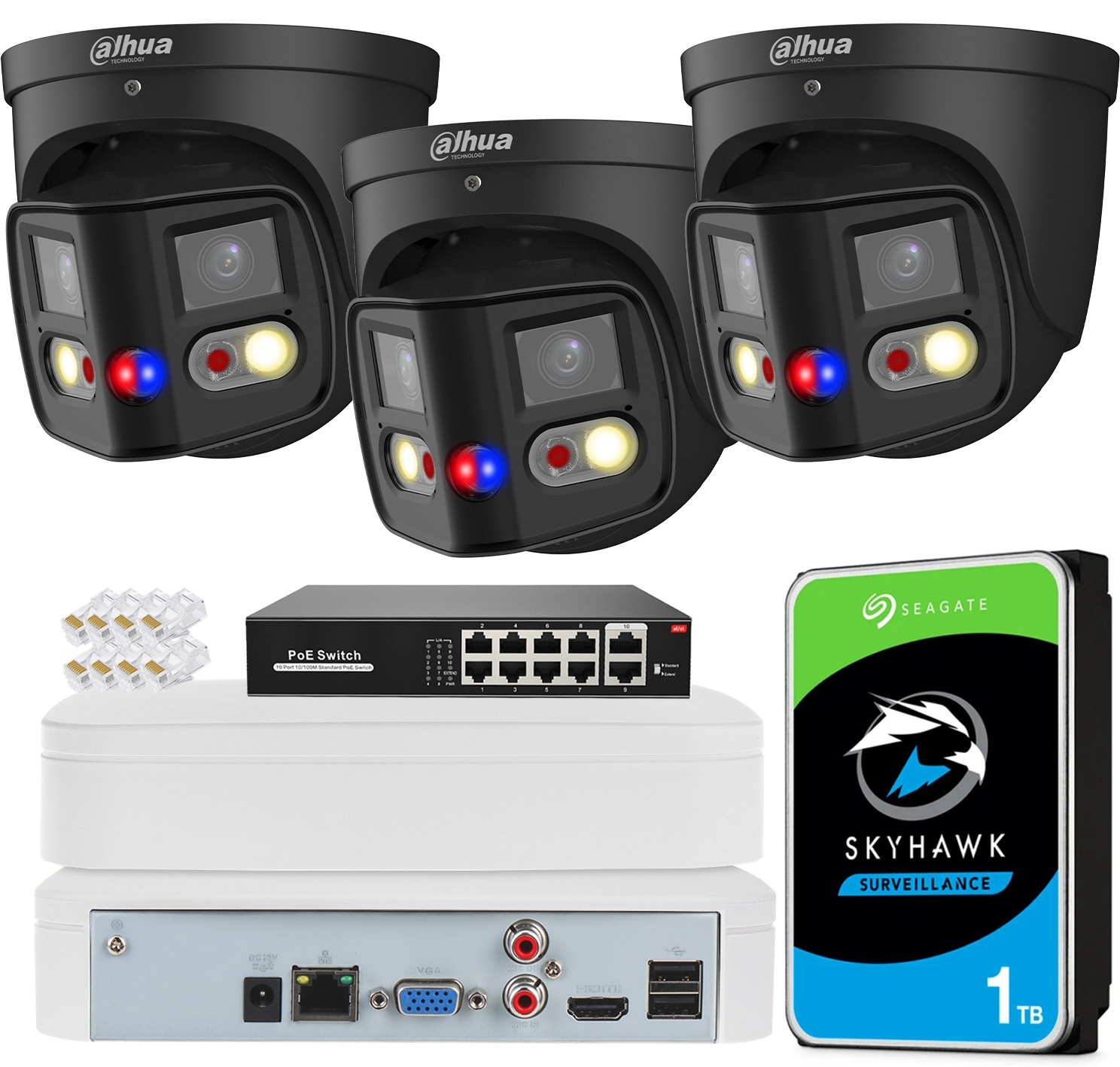 Sada Dahua 3 kamer 8Mpx IPC-PDW3849-A180-AS-PV černá Panorama TiOC