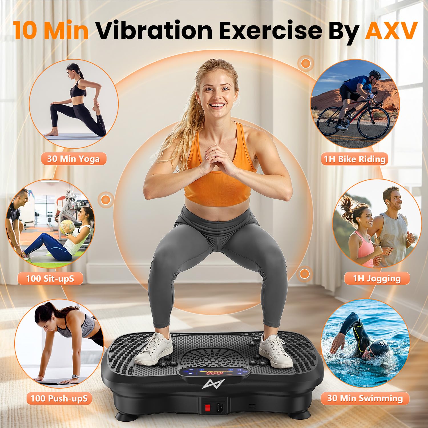 AXV Wibracyjna Platforma Fitness 150kg Bluetooth 120 Poziomów 5 Trybów — miniatura 2