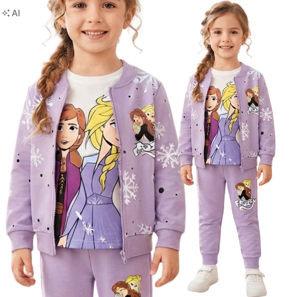 Dres dla dziewczynki 3 częściowy 116 Komplet Bluza Rozpinanana spodnie