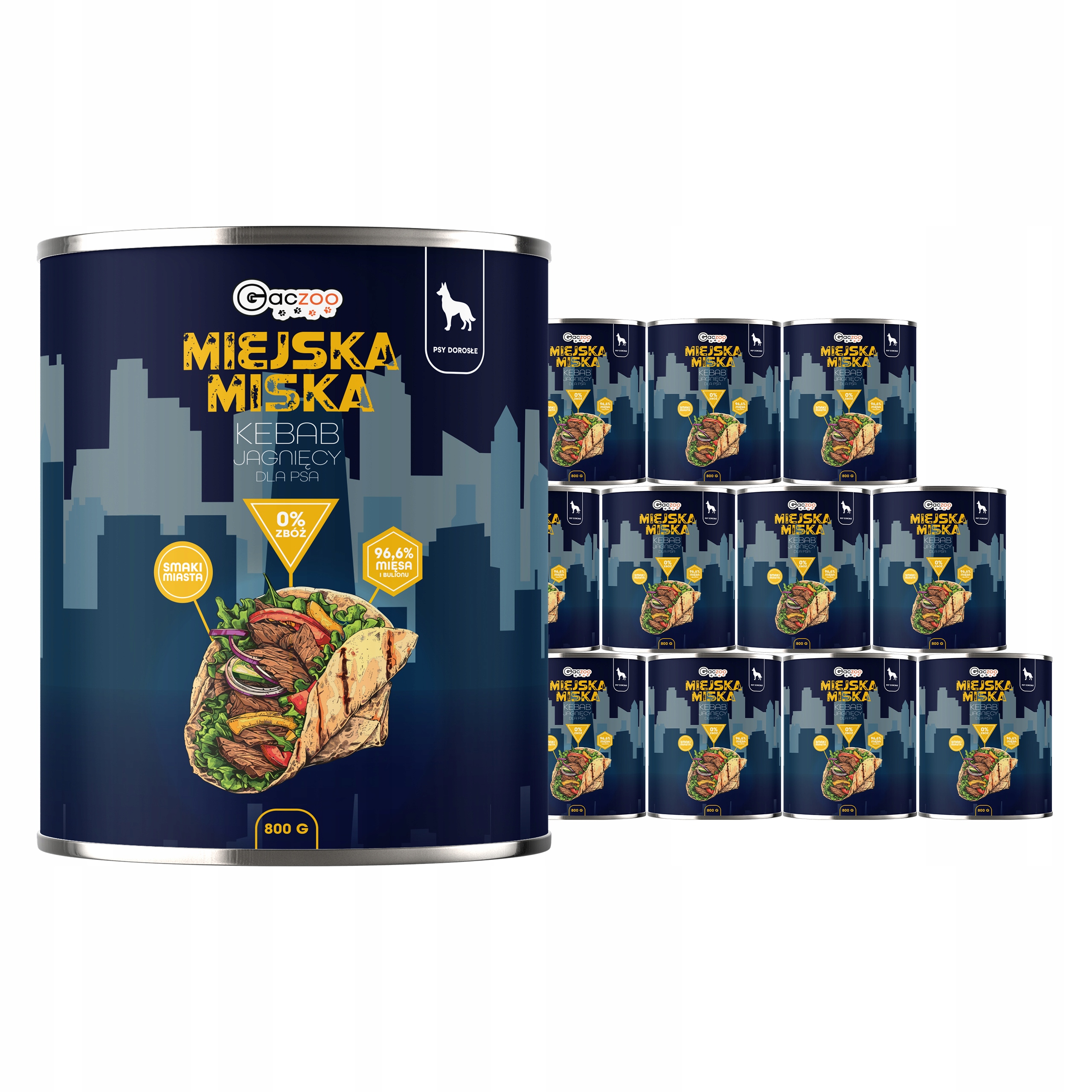 Krmivo pro psa Městská miska Gaczoo Jehněčí kebab 12 x 800 g