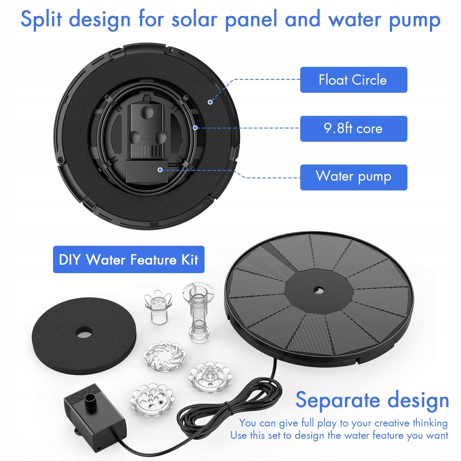 AISITIN Fontanna Solar DIY 3.5W Zdejmowany Panel Do Oczka Wodnego — miniatura 4