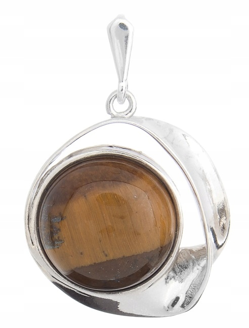 Krásný Stříbrný Přívěsek Tygří Oko, Rhodiovaný