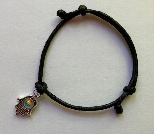 

Czarna Bransoletka tęcza Ręka Fatimy Hamsa rainbow