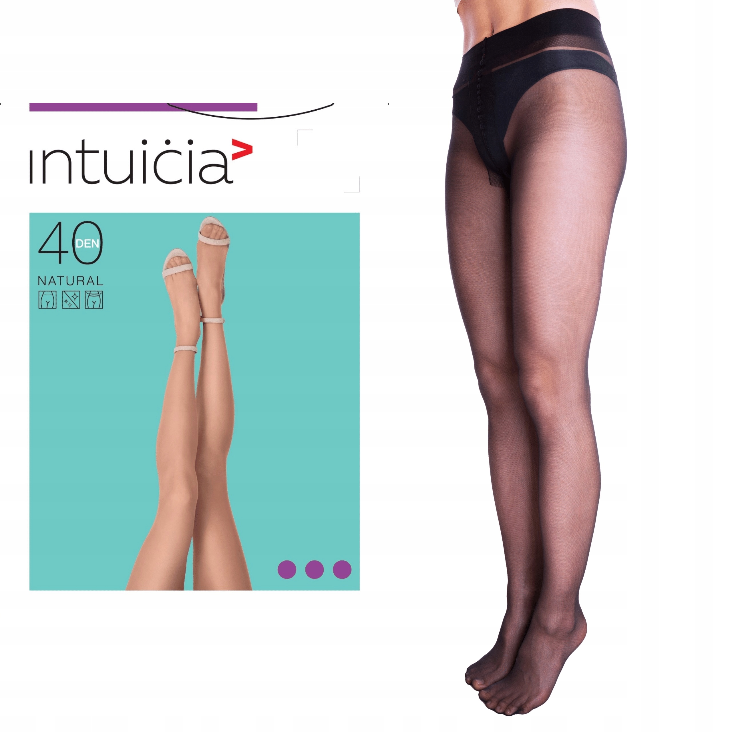 

Rajstopy czarne Natural 40 Den t-band Intuicia r.3