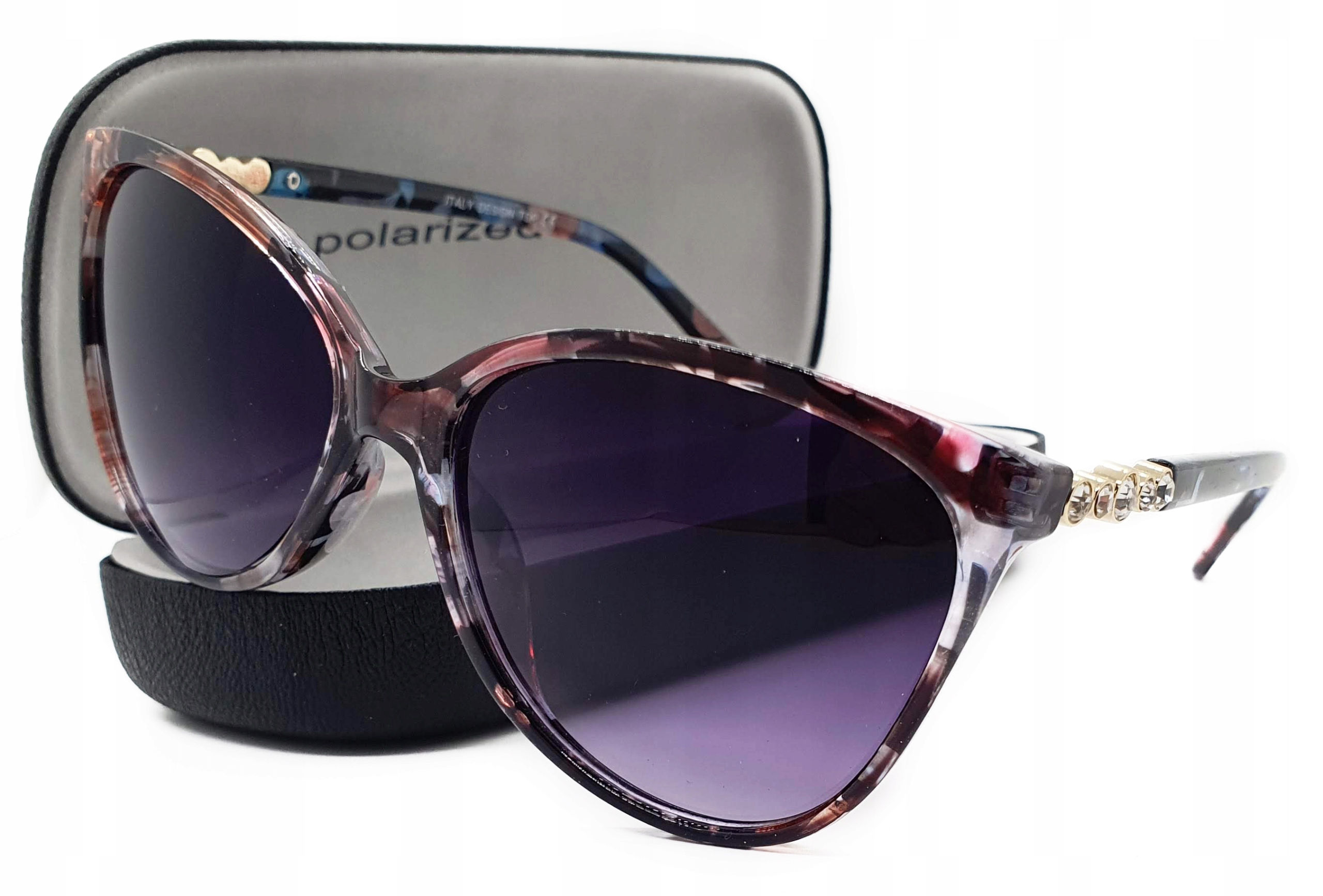 OKULARY PRZECIWSŁONECZNE DAMSKIE KOCIE ETUI KWIATY