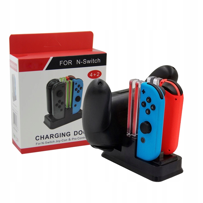 

Podstawka ładująca 4+2 do joy-conów i padów Switch