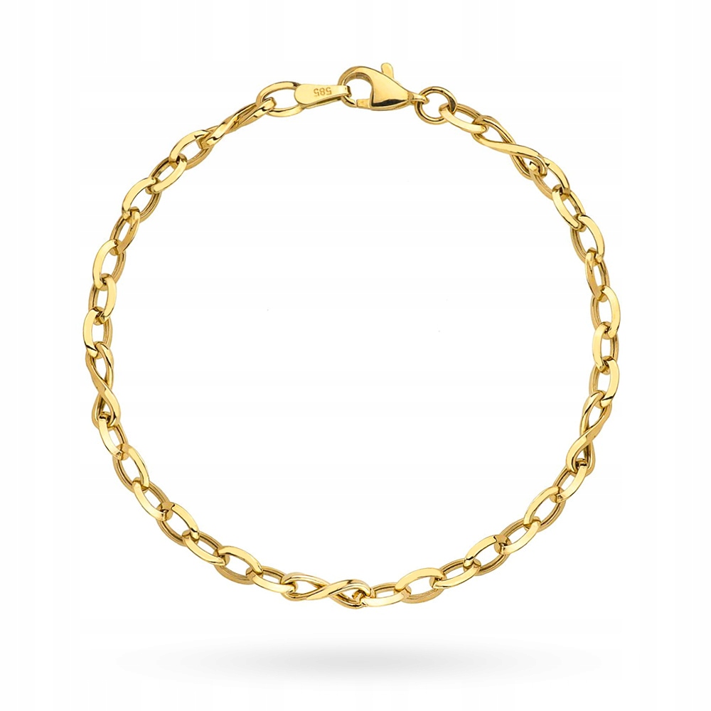 Zlatý Náramek Dámský pr. 585 Klasický Ozdobný 14k Krabička