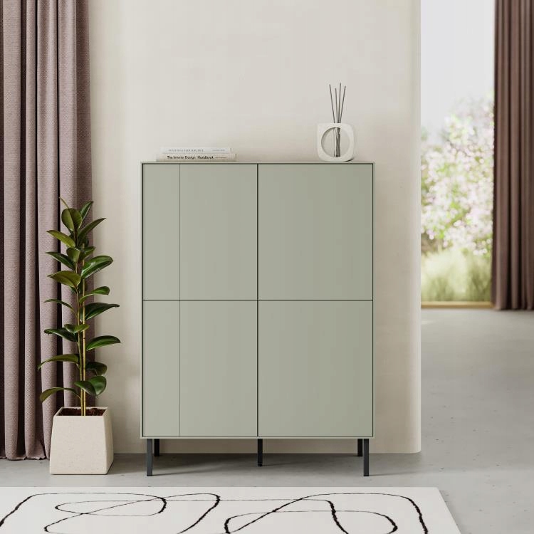 Vysoká komoda Houseland Vena šedo-zelená