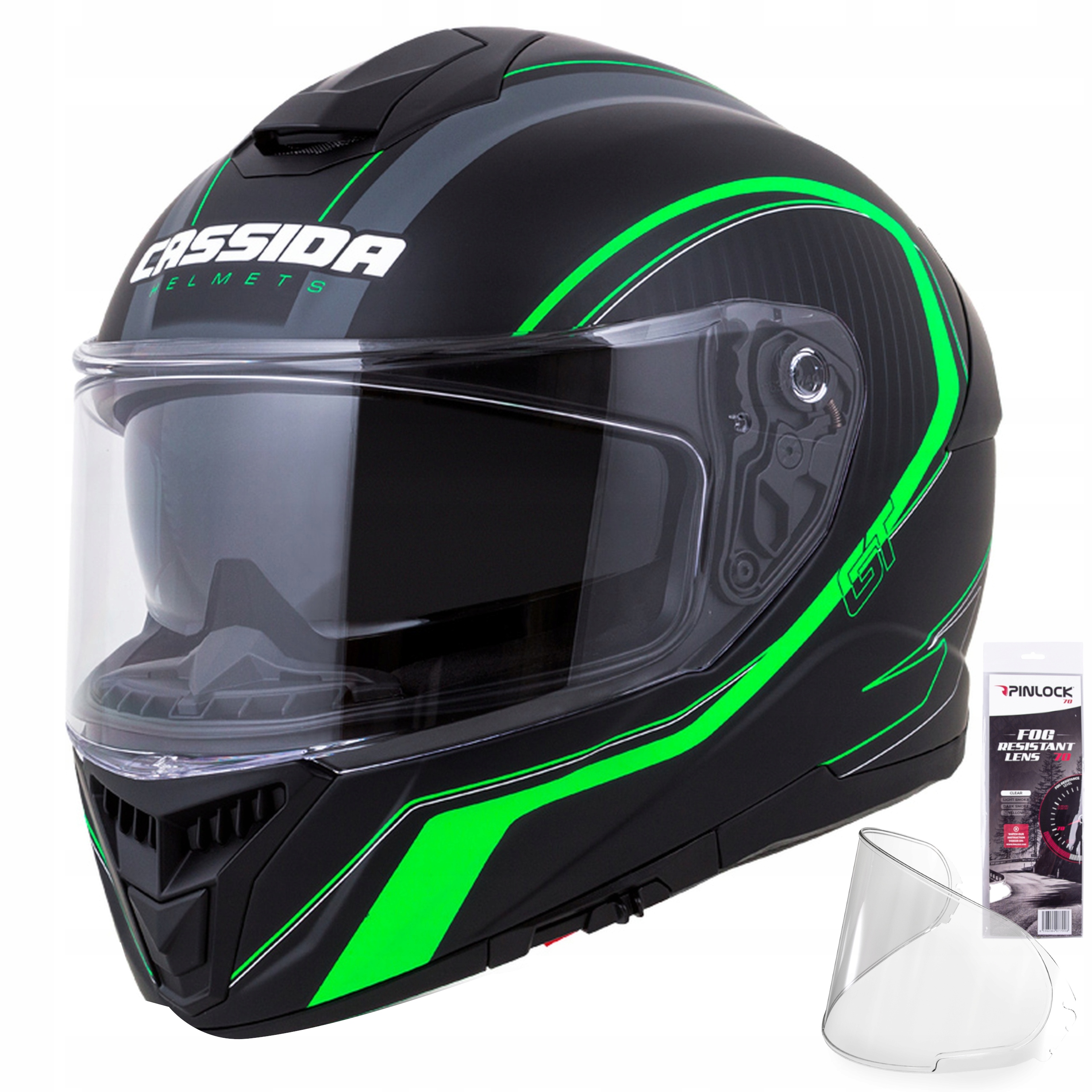 CASSIDA KASK MOTOCYKLOWY GT2 Z WŁÓKNA + PINLOCK S