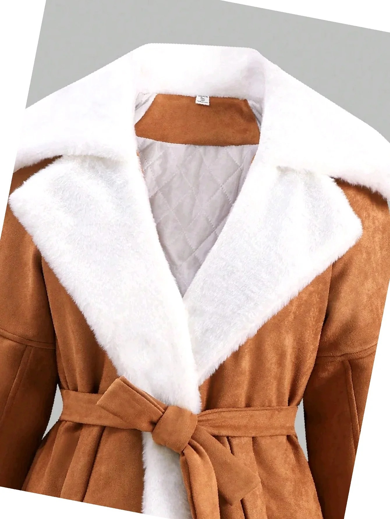 Płaszcz Brązowy Dziewczęcy Z Paseczkiem Z Futerkiem 162 Z Zamszu