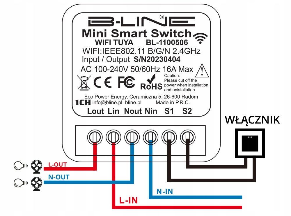 Kontroler do puszki MINI BOX WIFI PRS TUYA(1KANAŁ) Rodzaj sterownik